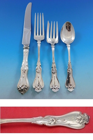 Violet by Whiting Sterling Silver Flatware Set For 6 Service 24 Pieces